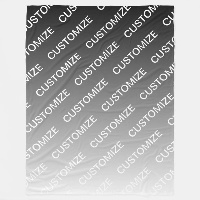 Grey (changeable colour) Ombre & Text Pattern Fleece Blanket (Front)