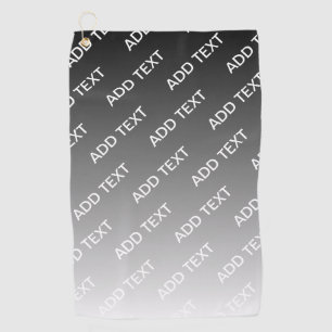 Grey (changeable colour) Ombre & Text Pattern Golf Towel