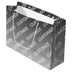 Grey (changeable colour) Ombre & Text Pattern Large Gift Bag