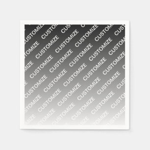 Grey (changeable colour) Ombre & Text Pattern Napkin