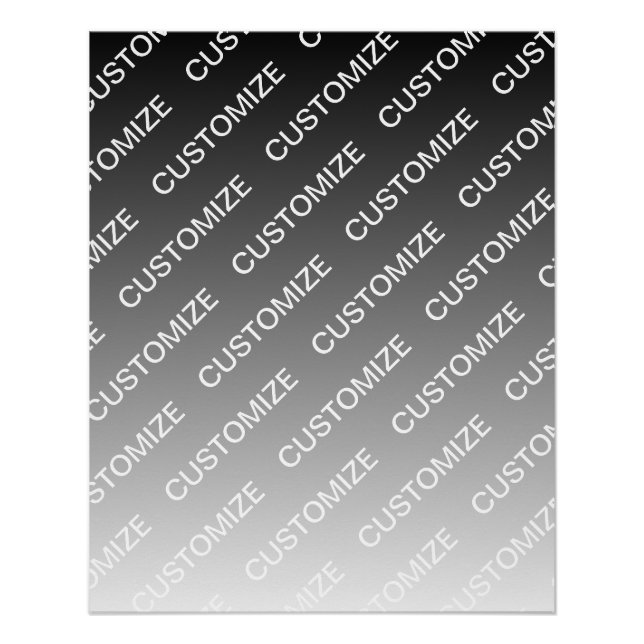 Grey (changeable colour) Ombre & Text Pattern Poster (Front)
