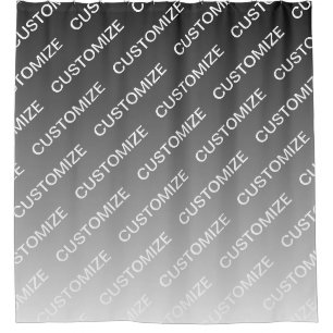 Grey (changeable colour) Ombre & Text Pattern Shower Curtain