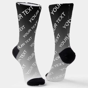 Grey (changeable colour) Ombre & Text Pattern Socks