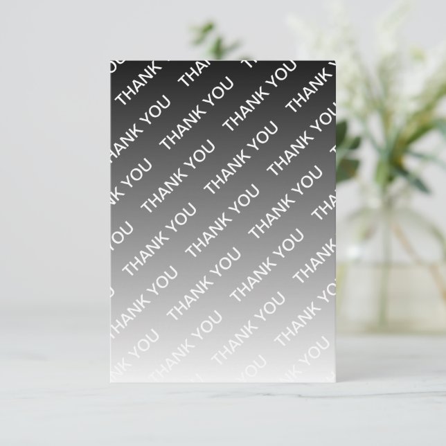 Grey (changeable colour) Ombre & Text Pattern Thank You Card (Standing Front)