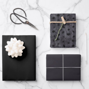 Grey Charcoal and Leopard spots Wrapping Paper Sheet