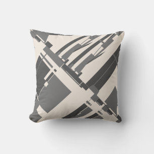 Grey Charcoal Beige Southwest Art Look Diagonal  Cushion