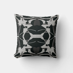 Grey Charcoal Black Mediterranean Abstract Mosaic Cushion