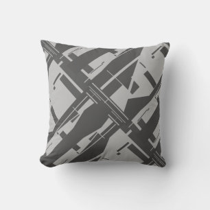 Grey Charcoal Diagonal Abstract Art Design Cushion