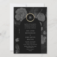 Grey Charcoal Dramatic Floral Arch Gold Wedding