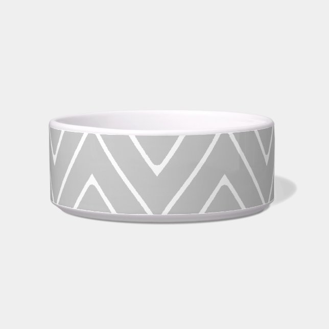 Grey & Charcoal Modern Chevron Custom Monogram Bowl (Right)