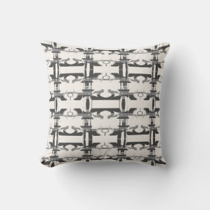 Grey Charcoal Off-White Perpendicular Rows Design Cushion