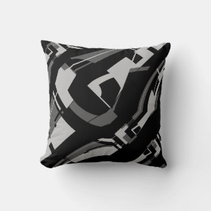 Grey Charcoal on Black Diagonal Southwest Look Cushion