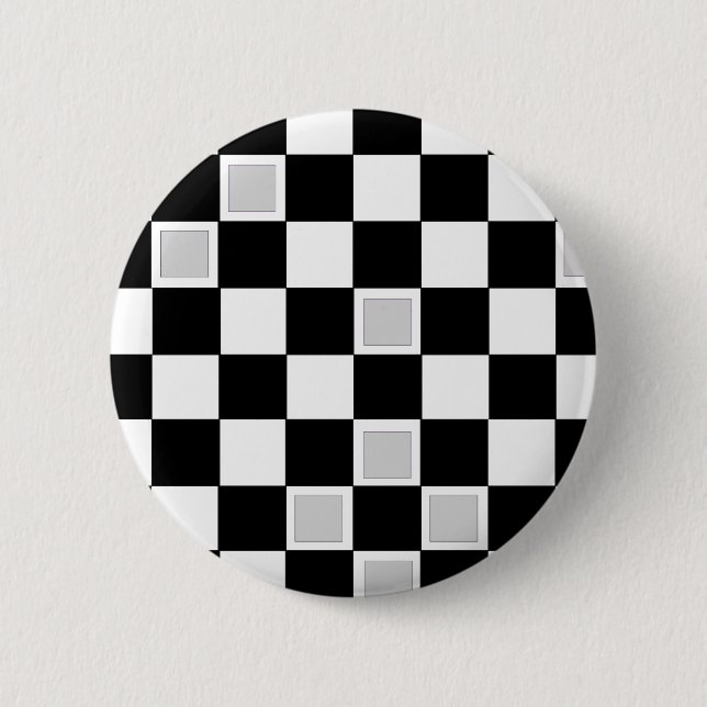 Grey Checkers 6 Cm Round Badge (Front)