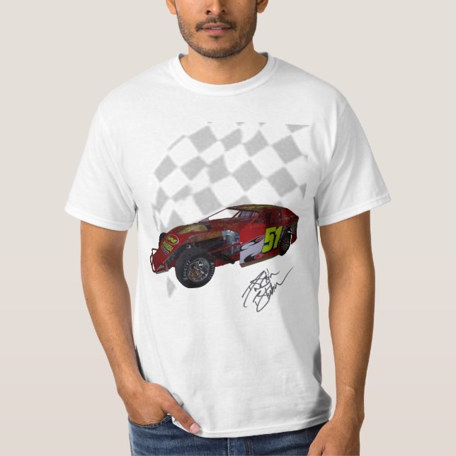 grey chequered flag-bluhm racing T-Shirt (Front)