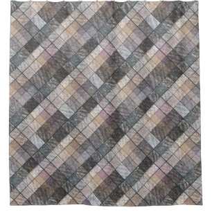 Grey chequered . shower curtain