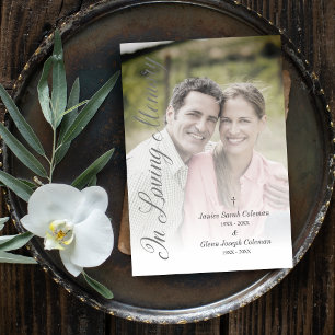 Grey Cherished Fancy Memories Couple's Funeral  Card