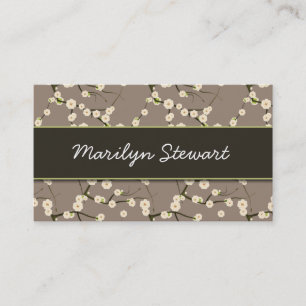 Grey Cherry Blossoms Business Cards
