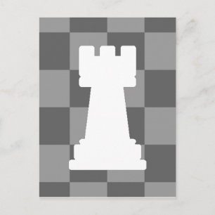 Grey chessboard Rook Postcard
