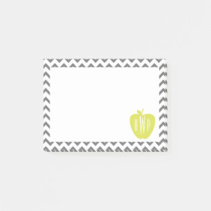 Grey Chevron And Neon Apple Monogram Teacher Post-it Notes
