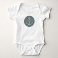 Grey Chevron + Blue Anchor Romper