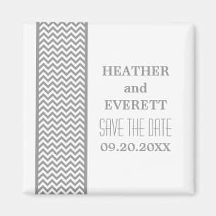 Grey Chevron Border Save the Date Magnet