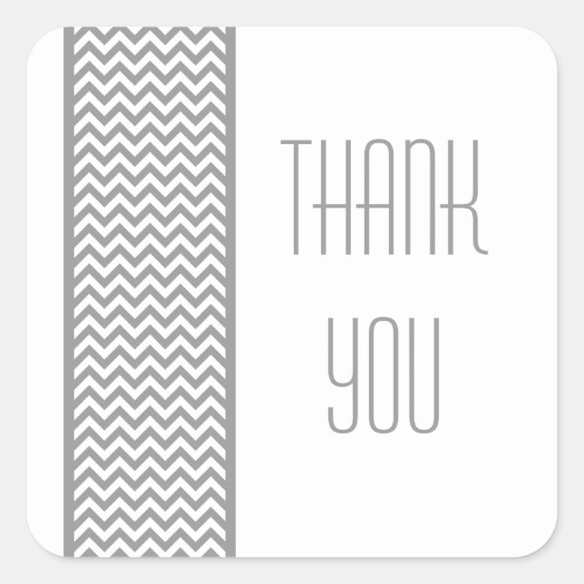 Grey Chevron Border Thank You Stickers (Front)