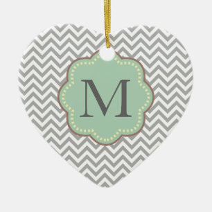Grey Chevron Ceramic Tree Decoration