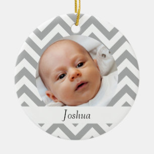 Grey Chevron Ceramic Tree Decoration