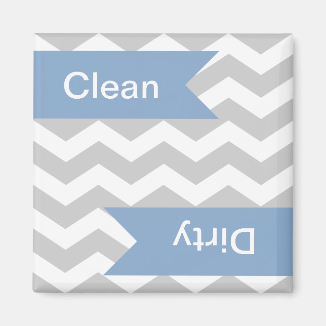 Grey Chevron Clean - Dirty Dishwasher Magnets (Front)