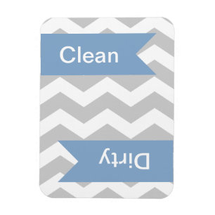 Grey Chevron Clean - Dirty Dishwasher Magnets