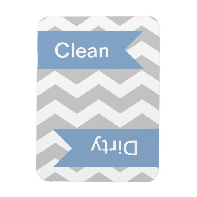 Grey Chevron Clean - Dirty Dishwasher Magnets (Vertical)