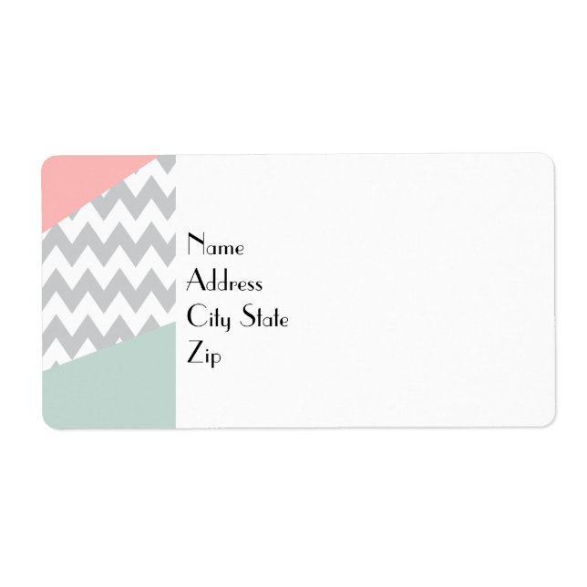 Grey Chevron  Mint and Coral (Front)