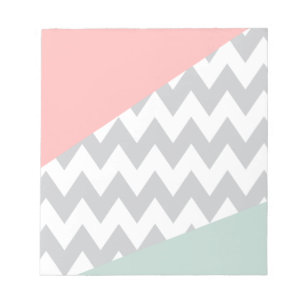 Grey Chevron Mint and Coral Notepad