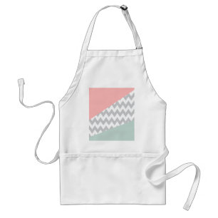 Grey Chevron  Mint and Coral Standard Apron