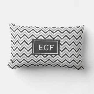 Grey Chevron Monogram Lumbar Cushion