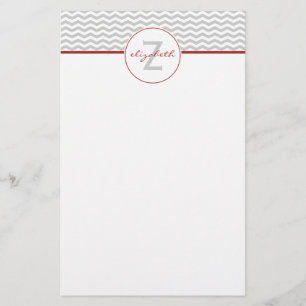 Grey Chevron Monogram Stationery