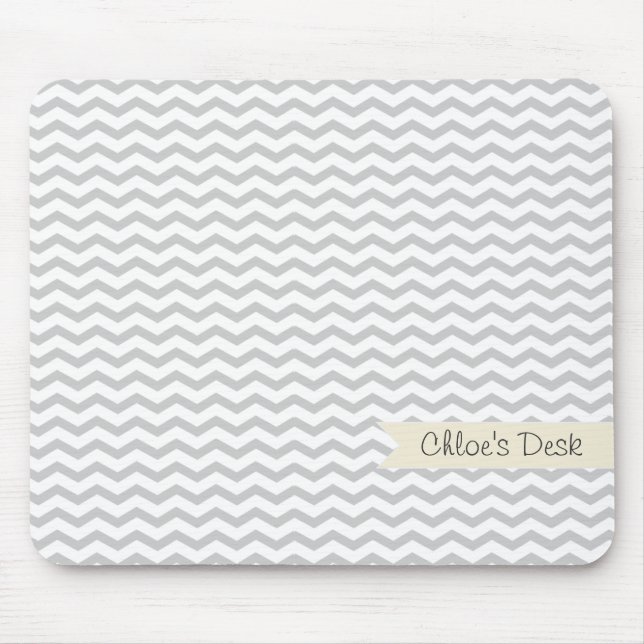 Grey Chevron Mouse Pad (Front)