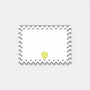 Grey Chevron Neon Apple Teacher Post-it Notes
