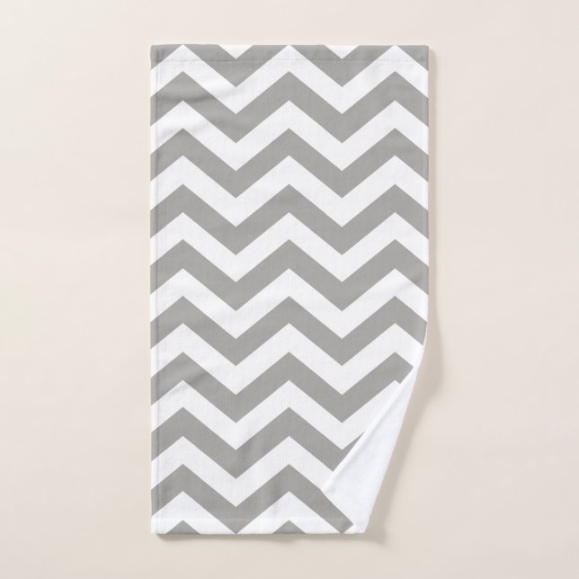 Grey Chevron Pattern Bath Towel Set (Hand Towel)