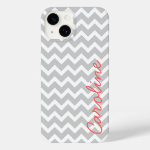 Grey Chevron Personalised Custom Monogram Case-Mate iPhone 14 Case
