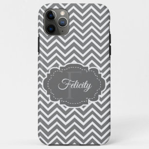 Grey Chevron Personalised iPhone Case