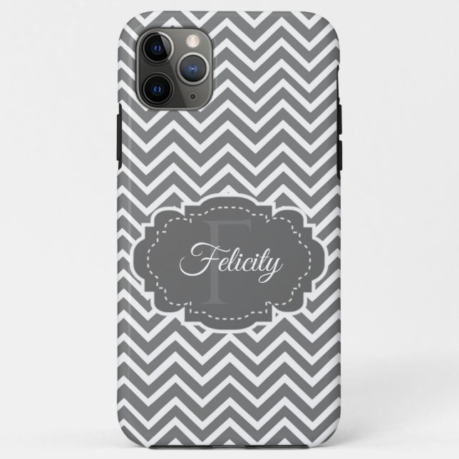 Grey Chevron Personalised iPhone Case (Back)