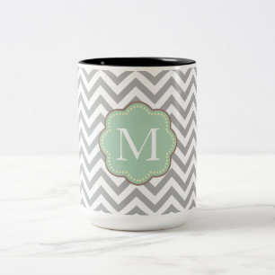 Grey Chevron Two-Tone Coffee Mug