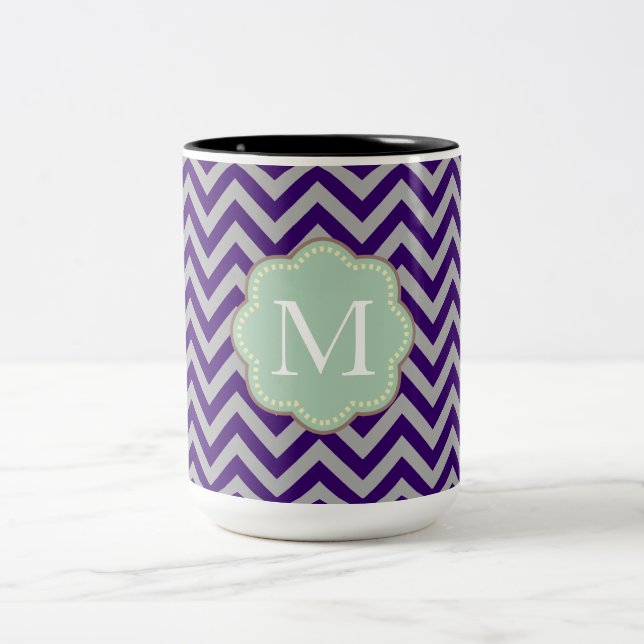 Grey Chevron Two-Tone Coffee Mug (Center)