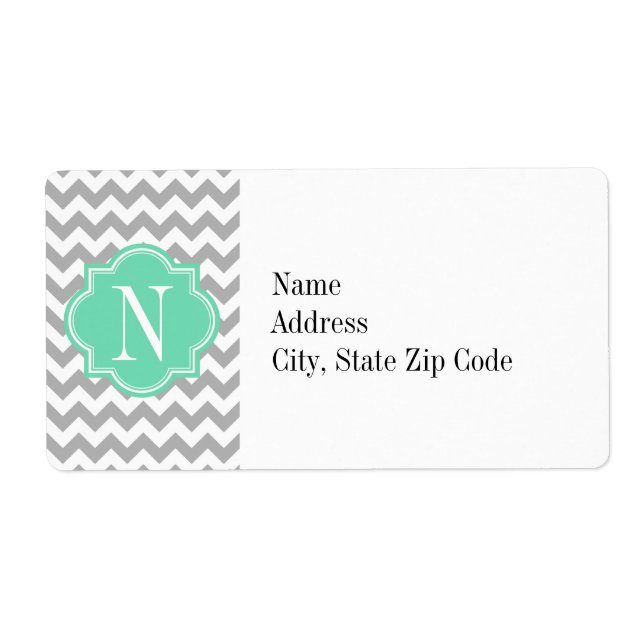 Grey Chevron with Mint Monogram (Front)