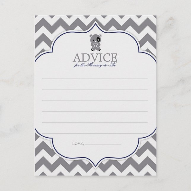 Grey Chevron with Panda Advice for the Mum to be Card (Front)