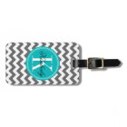 Grey Chevron with Teal Monogram
