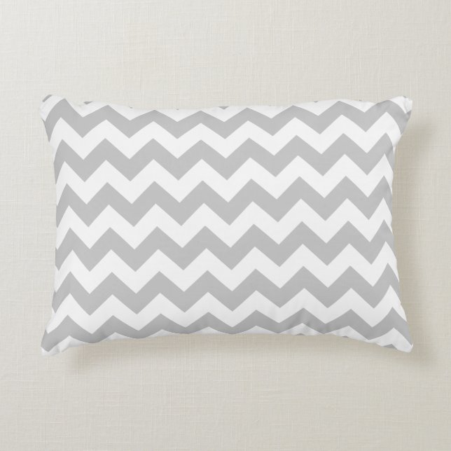 Grey Chevron Zig Zag Decorative Cushion (Front)