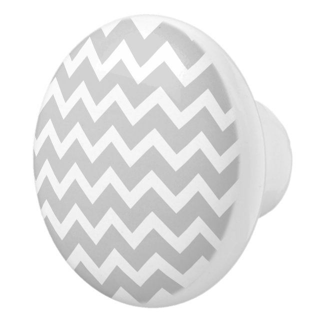 Grey Chevron Zigzag Pattern Ceramic Knobs (Right)