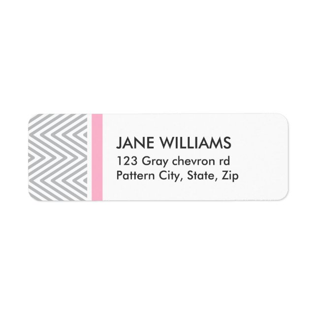 Grey chevron zigzag pattern chic return address label (Front)